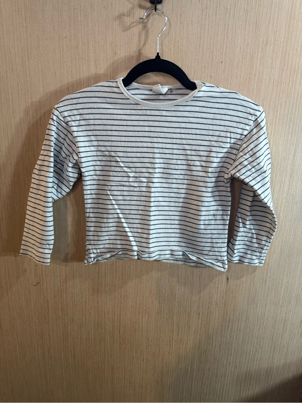 Women’s Cotton On Striped Long-Sleeve Kids Top - White & Black Size 7